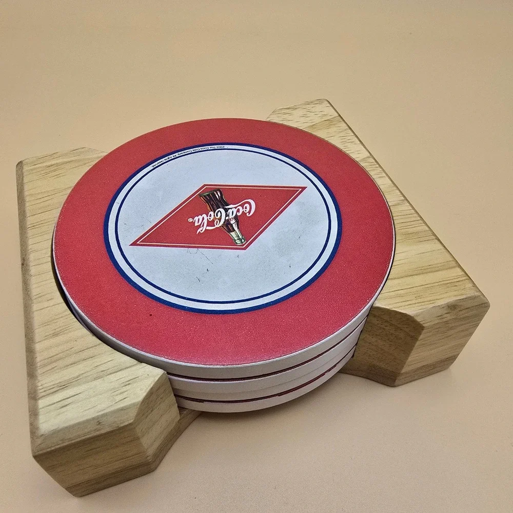 Coca Cola Cork Backed Coasters Set of 4 Red Diamond Bottle Logo 2003 Collectible